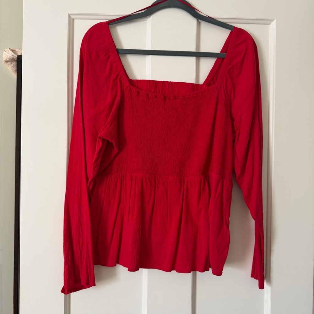 Old Navy Red Square Neck Blouse